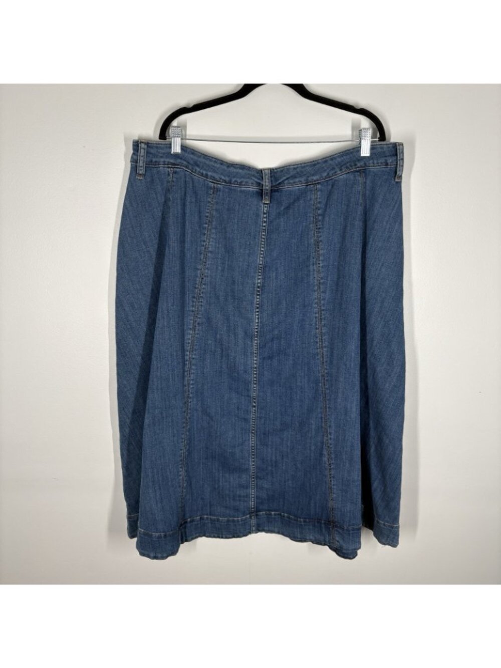 St. John's Bay Women Plus SZ 20W Blue Med Indigo Stone Midi Denim Skirt NWT - Picture 7 of 9